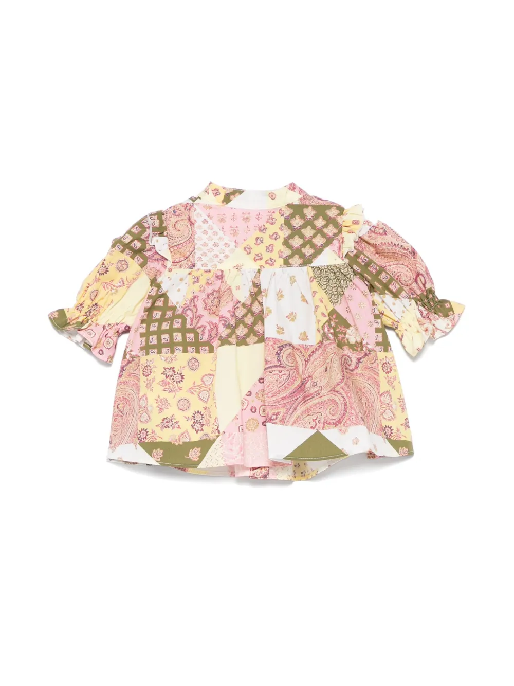 ETRO KIDS Shirt met patchwork-print - Geel