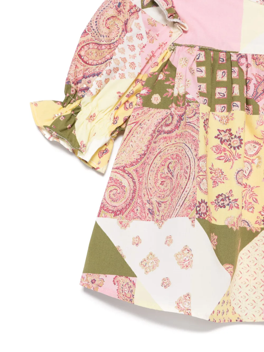 ETRO KIDS Shirt met patchwork-print Geel