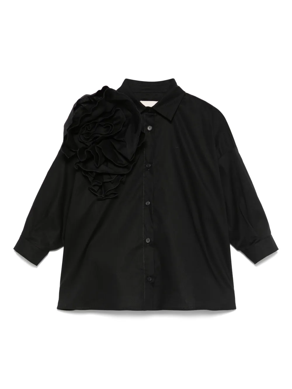 Shop Douuod Floral-appliqué Shirt In Black