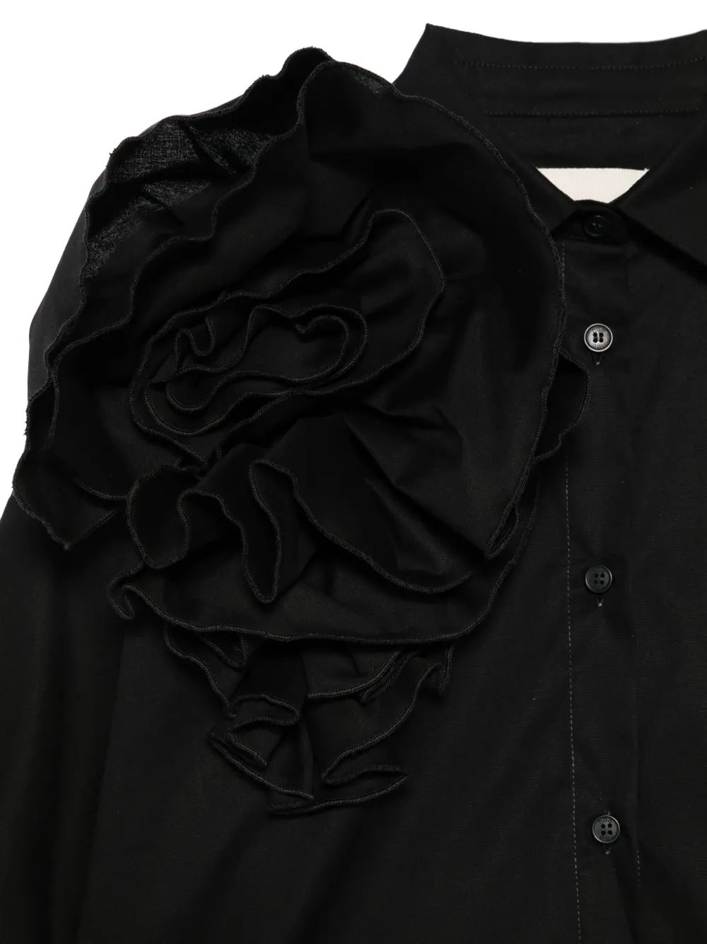 Shop Douuod Floral-appliqué Shirt In Black