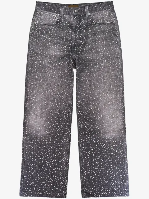 BIRTH OF ROYAL CHILD rhinestone-embellished "Black" straight jeans
