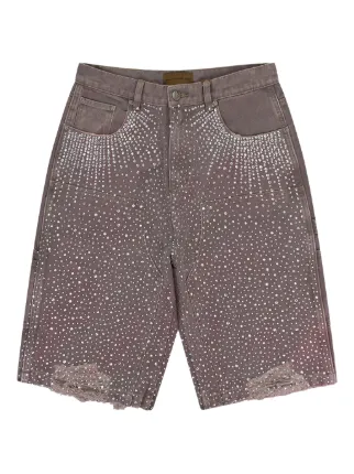 BIRTH OF ROYAL CHILD rhinestone-embellished Frayed Shorts | Purple