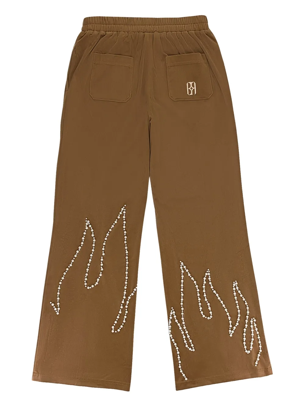 BIRTH OF ROYAL CHILD Flame Pearl velvet Brown track pants - Bruin