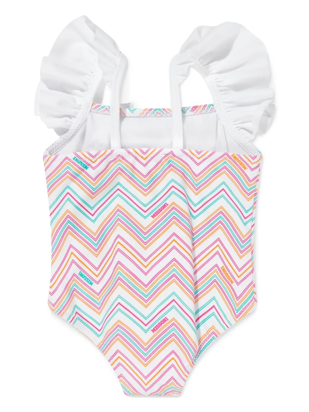 Missoni Kids zigzag-print swimsuit - Wit