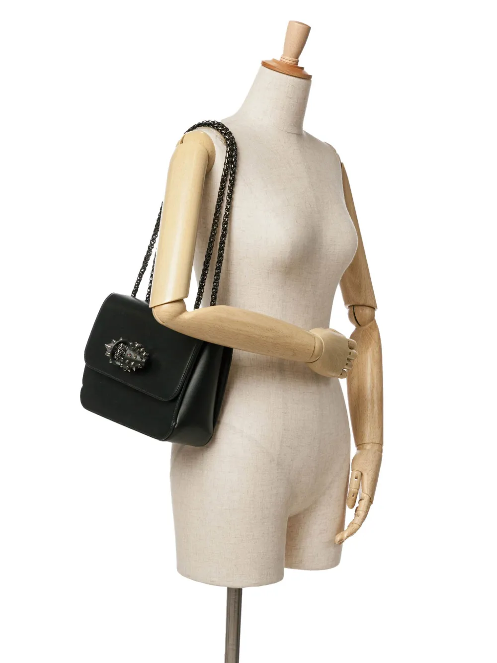 Christian Louboutin Pre-Owned 2010-2024 Calfskin Spiked Sweet Charity crossbody bag - Zwart