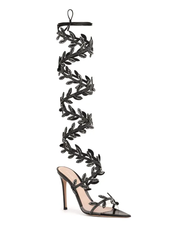 Gianvito Rossi 105m Crystal Flavia Sandals | Black | FARFETCH