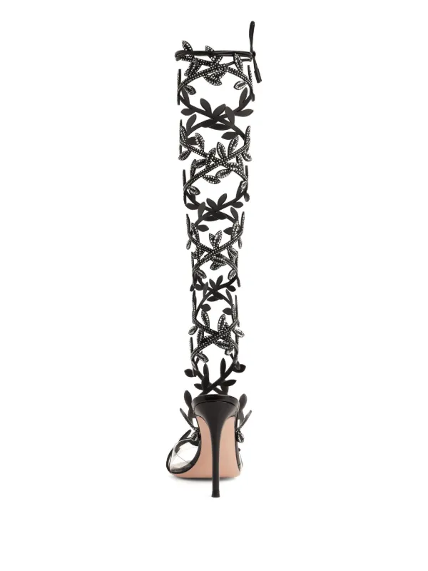 Gianvito Rossi 105m Crystal Flavia Sandals | Black | FARFETCH