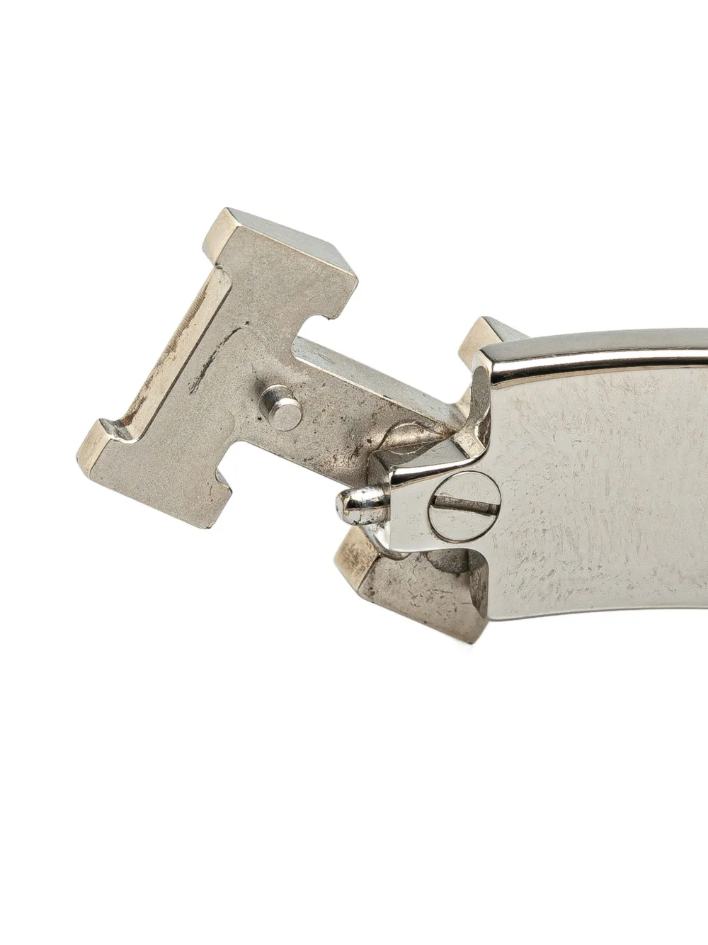 Pre-owned Hermes 2013 Narrow Enamel Clic H Bracelet Pm Costume Bracelet In Silver