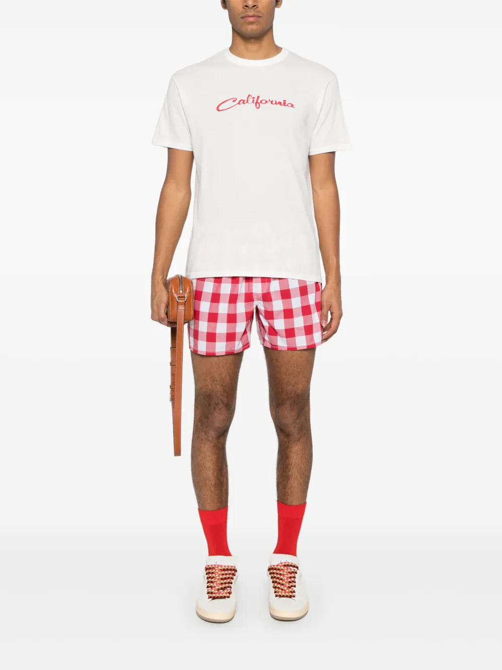 ERL Shorts met gingham print - Rood