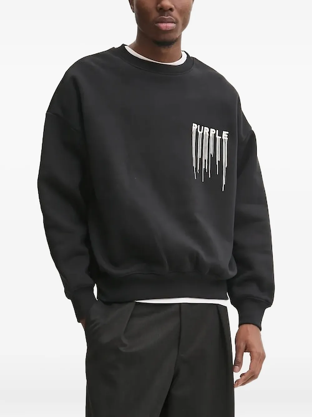 Purple Brand drip-effect logo sweatshirt Zwart