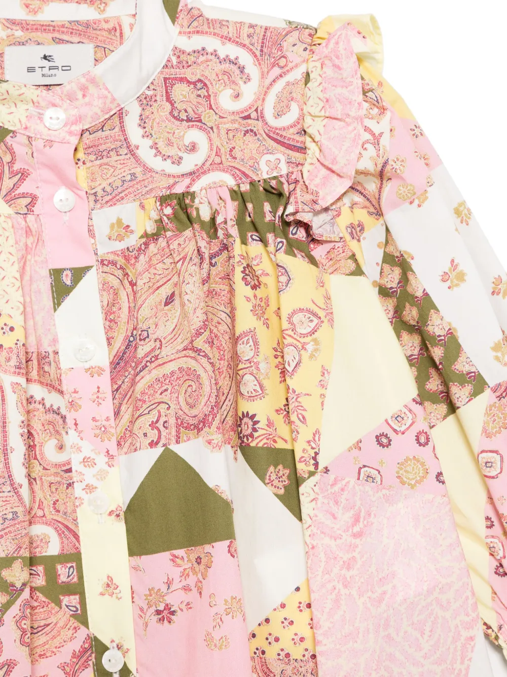 ETRO KIDS Shirt met patchwork Geel