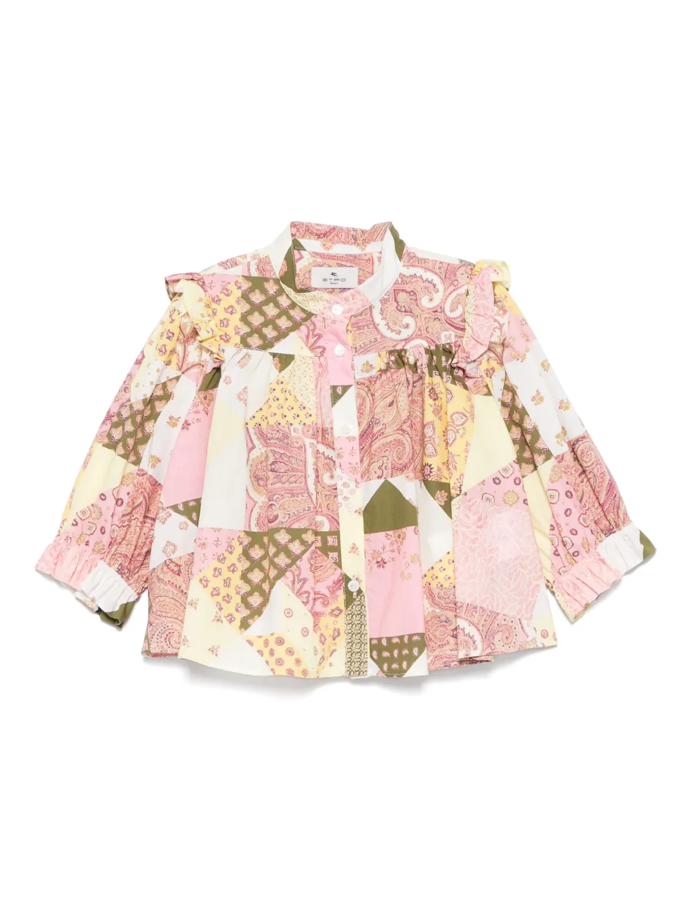 ETRO KIDS Shirt met patchwork Geel
