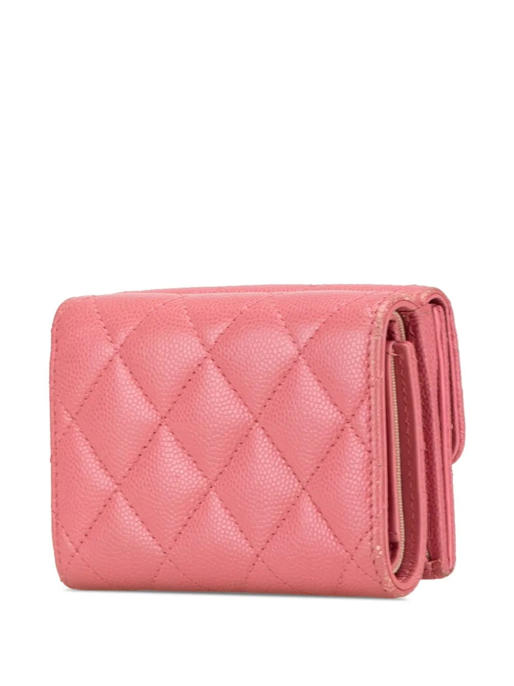 CHANEL Pre-Owned 2021-2024 CC Quilted Caviar Trifold Wallet small wallets - Roze