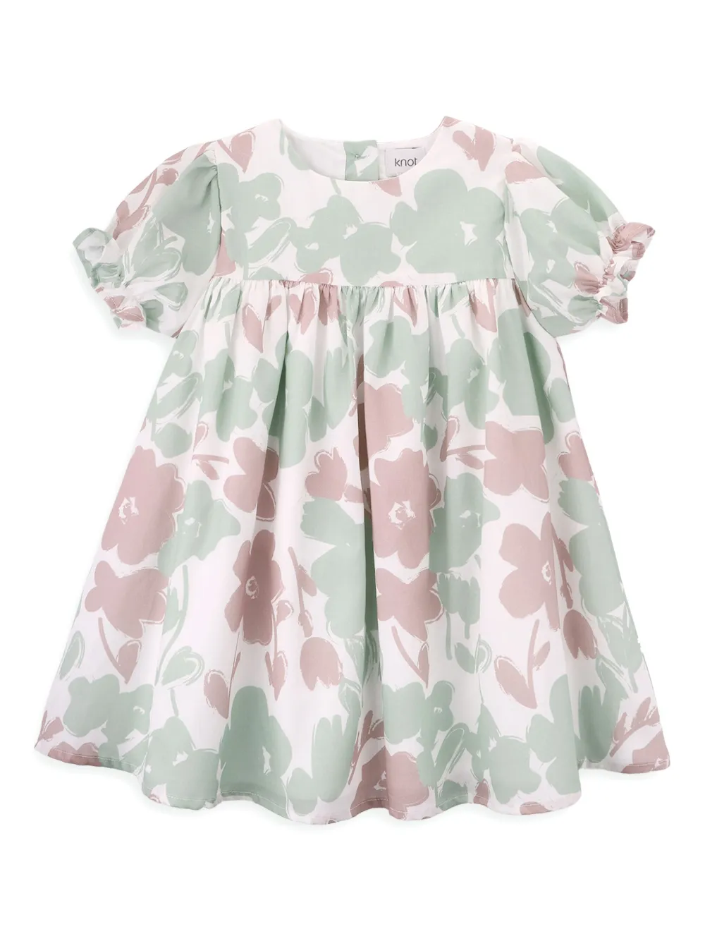 Knot Jurk met bloe print Wit