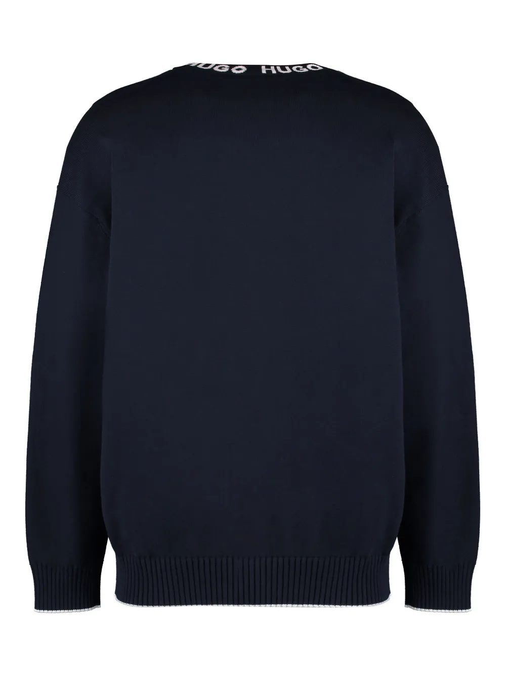BOSS Trui met logo-intarsia - Blauw