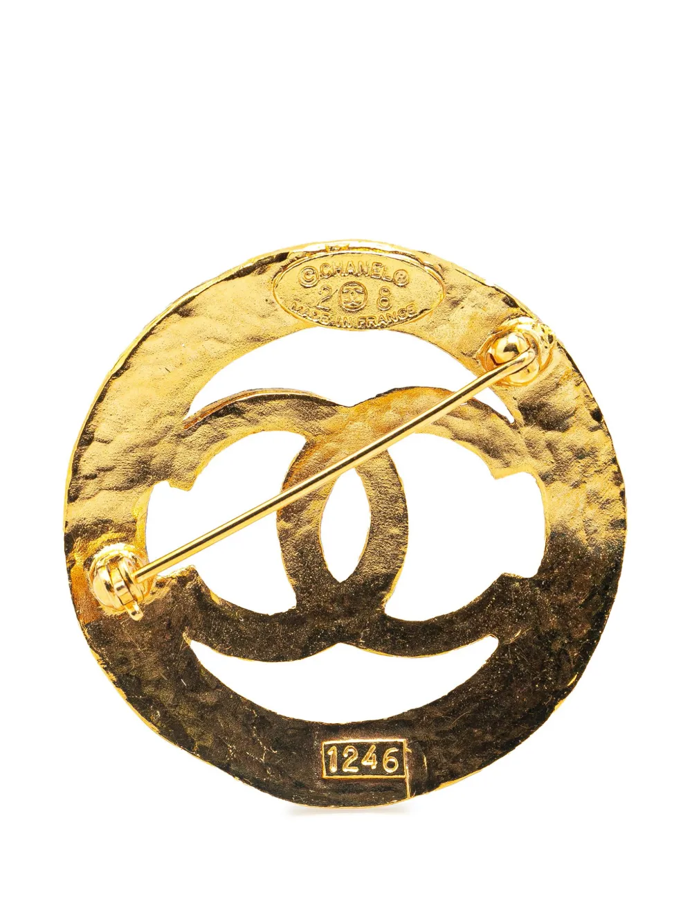 CHANEL Pre-Owned 20th Century Gold Plated CC Round Brooch costume brooch - Goud