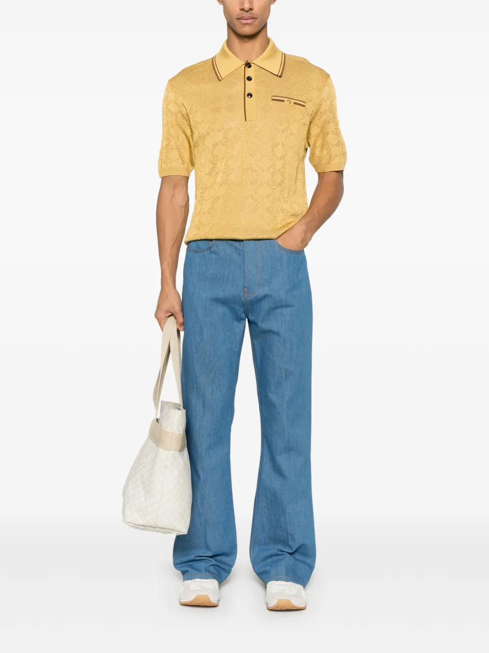 AMIRI MA Mesh poloshirt - Geel