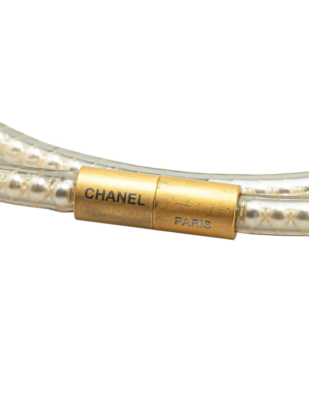 CHANEL Pre-Owned 2000 Tube choker met imitatieparel - Wit