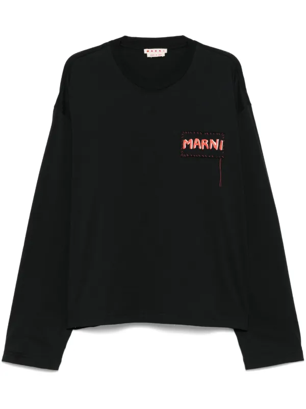 Marni logo-patch T-shirt | Black | FARFETCH BE
