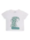 Knot Alligator-print organic cotton T-shirt - White