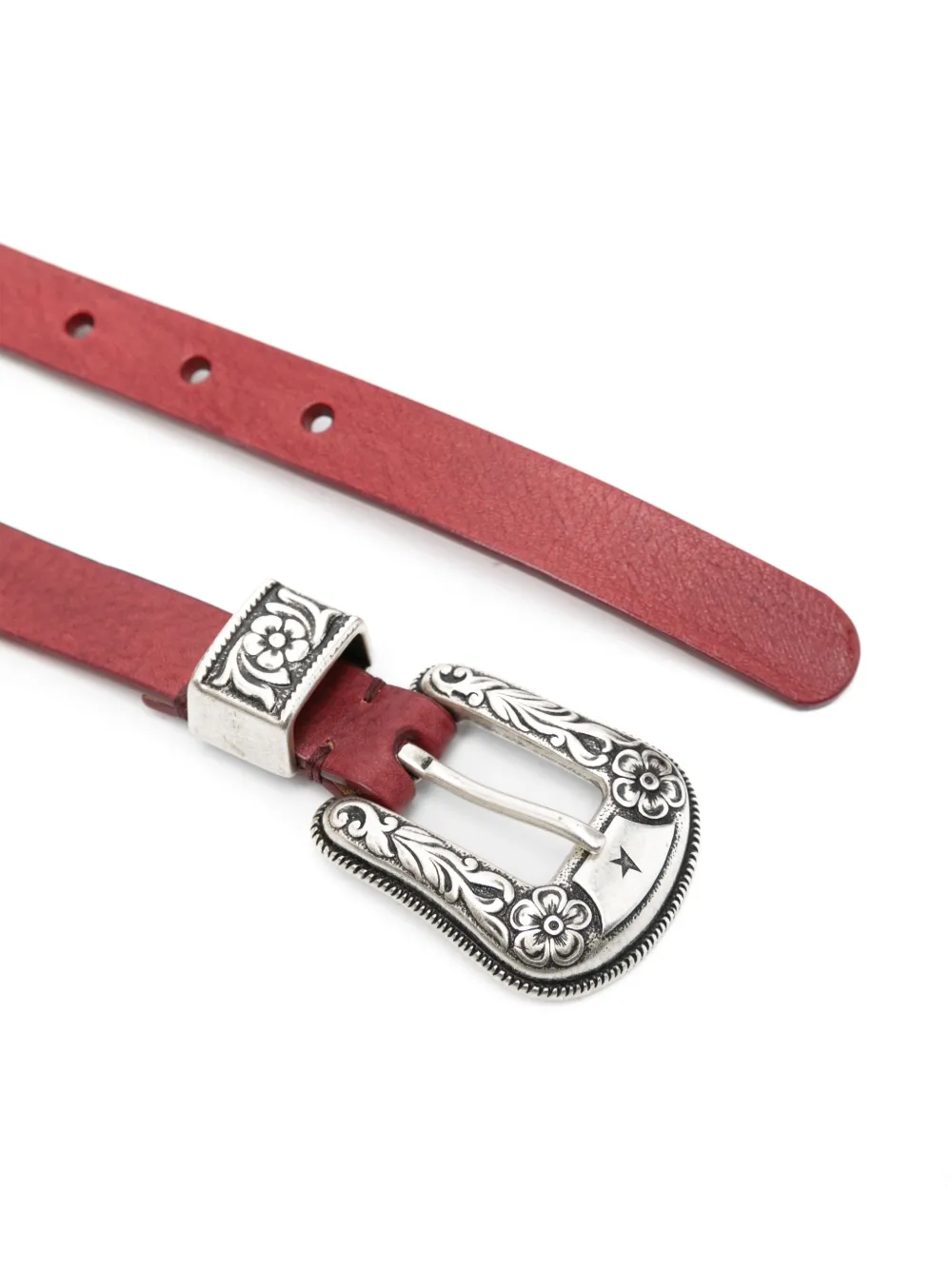 Golden Goose floral-engraved buckle leather belt - Rood