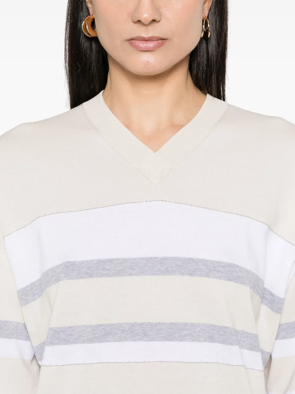 Shop Peserico Cotton Sweater In Neutrals
