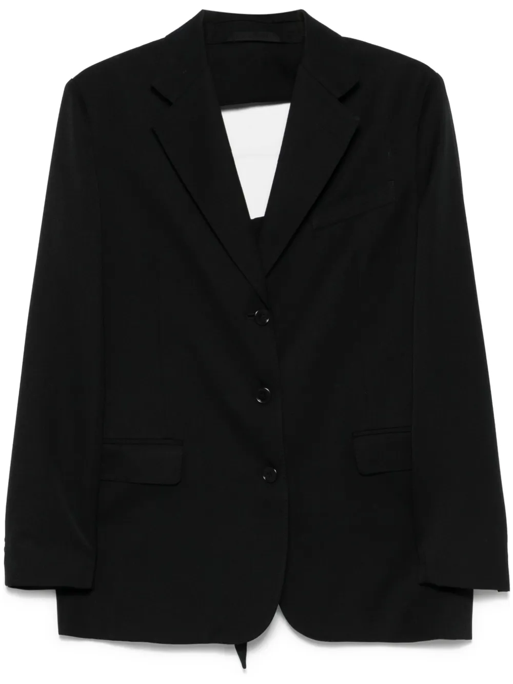 Simone Rocha Blazer met open rug en strikdetail Zwart