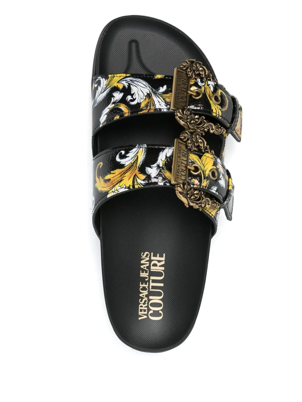 Versace Jeans Couture Barocco-print slides Black