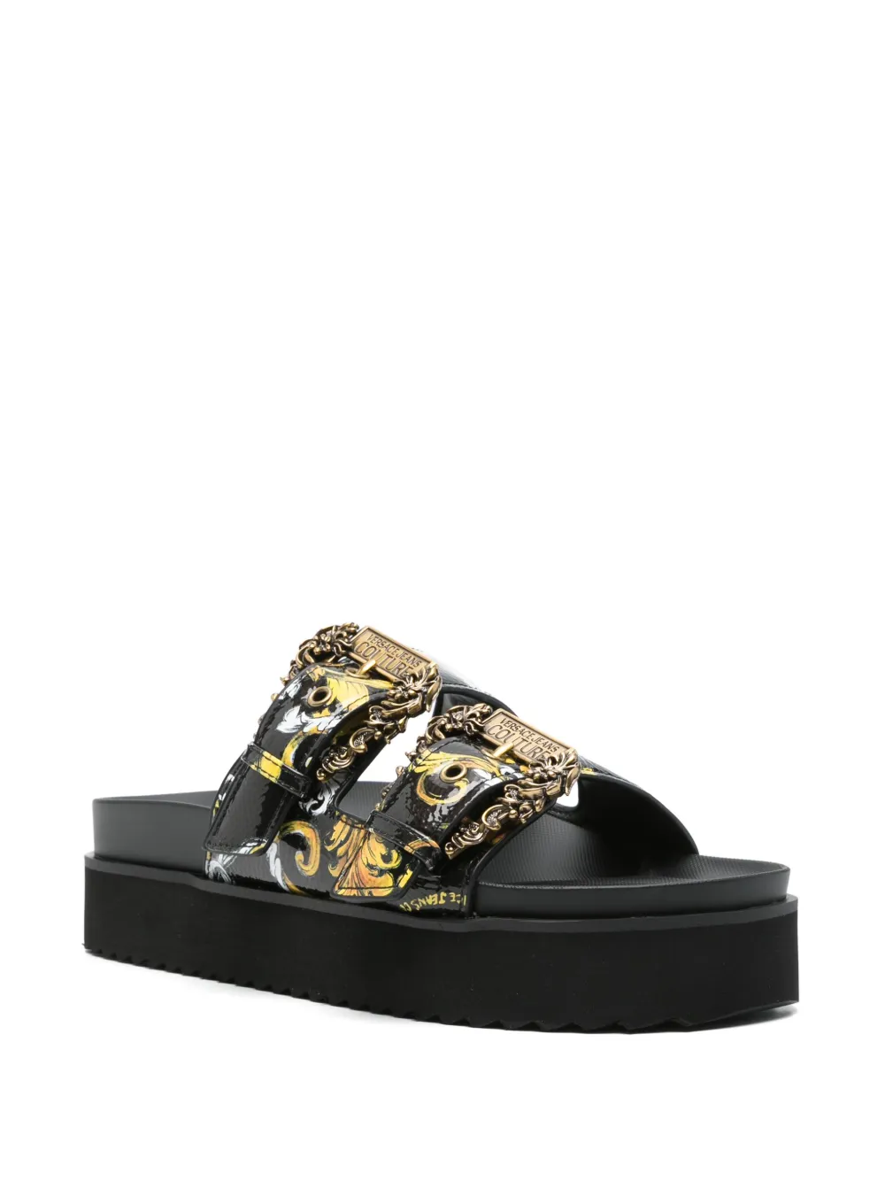 Versace Jeans Couture Barocco-print slides - Zwart