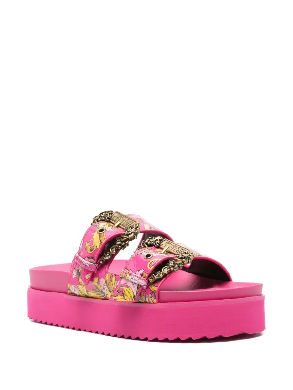 Versace Jeans Couture Barocco-print Slides | Pink | FARFETCH