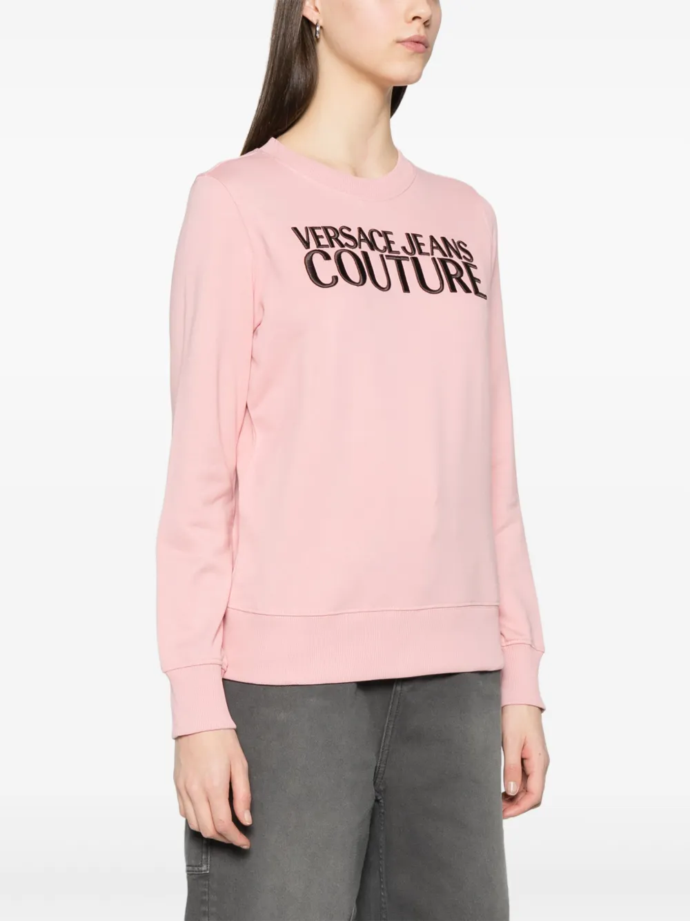 Versace Jeans Couture Sweater met geborduurd logo Roze