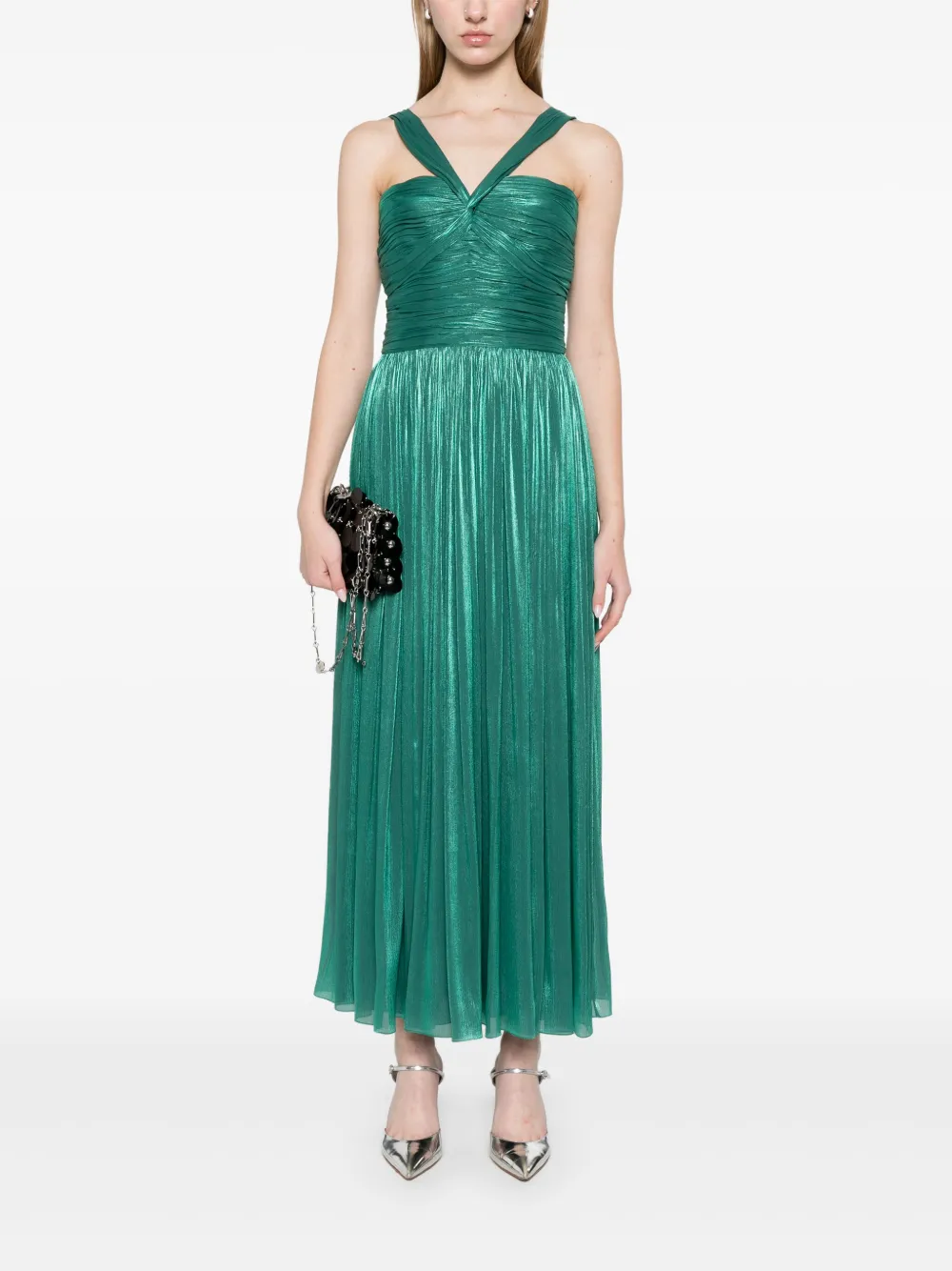 Costarellos Lurex georgette maxi-dress - Groen