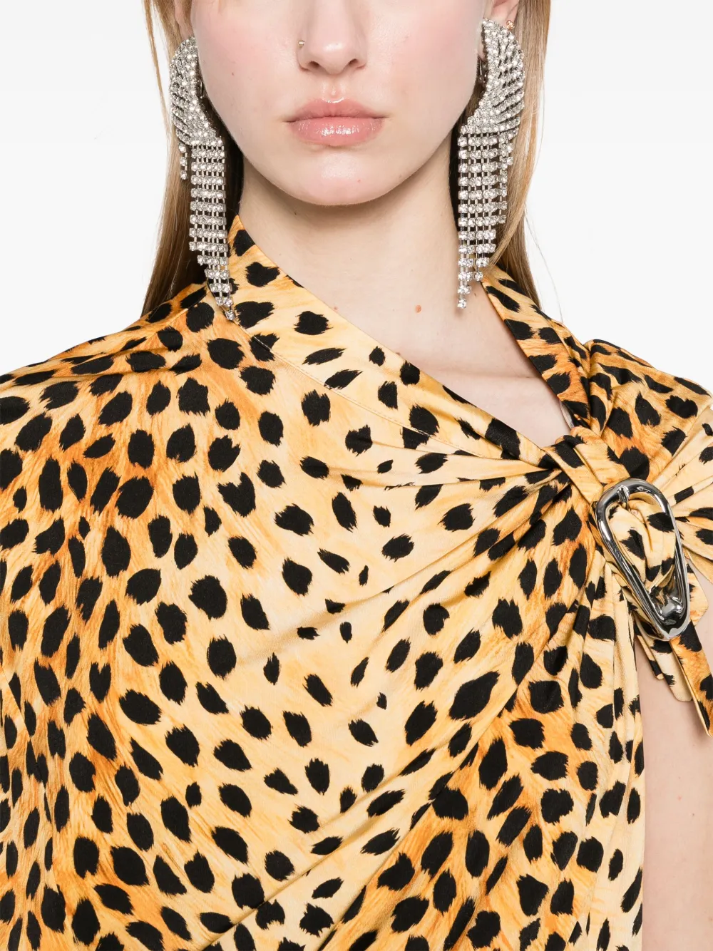 Rabanne Maxi-jurk met luipaardprint Zwart