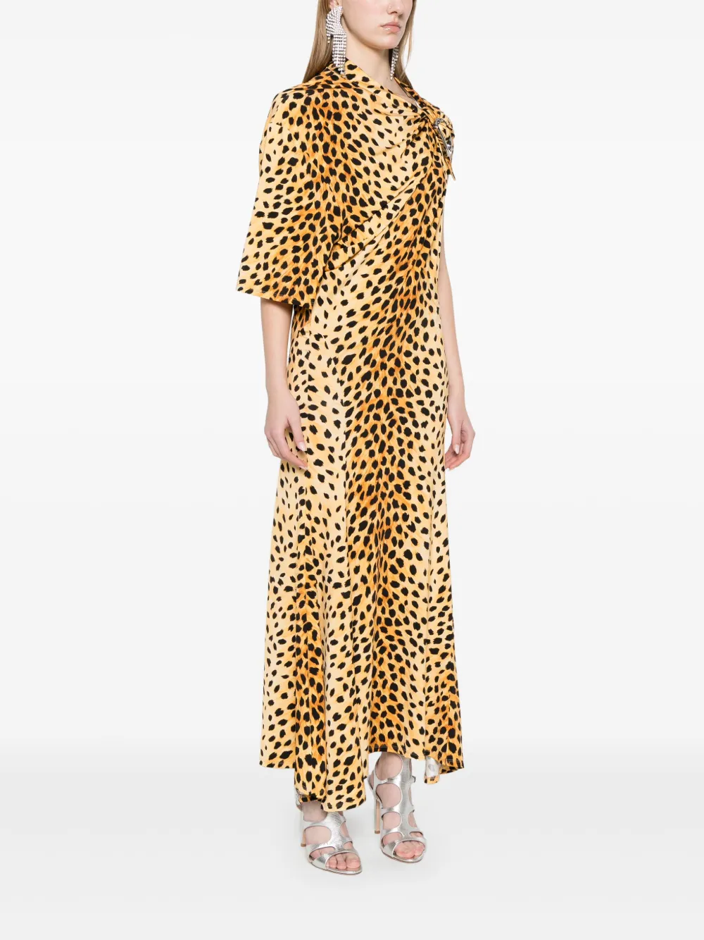 Rabanne Maxi-jurk met luipaardprint Zwart