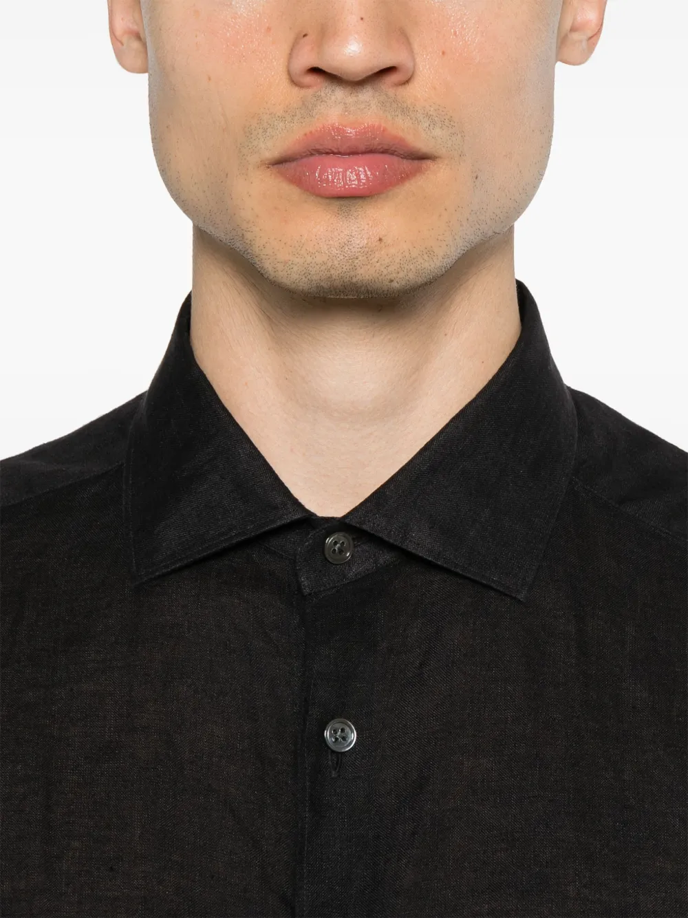 Shop Zegna Linen Shirt In Black