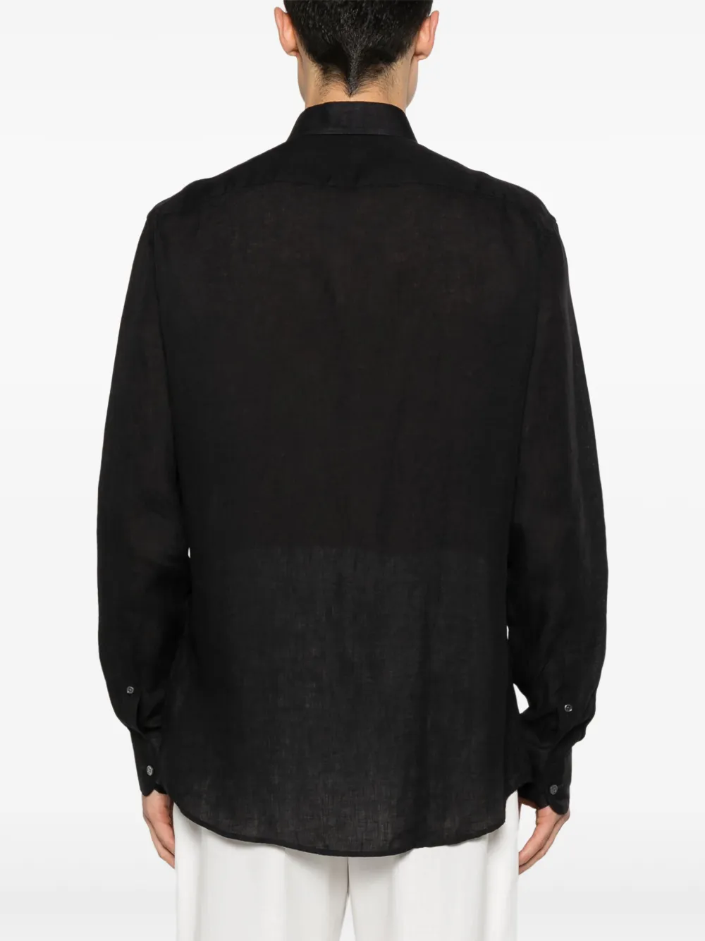 Shop Zegna Linen Shirt In Black