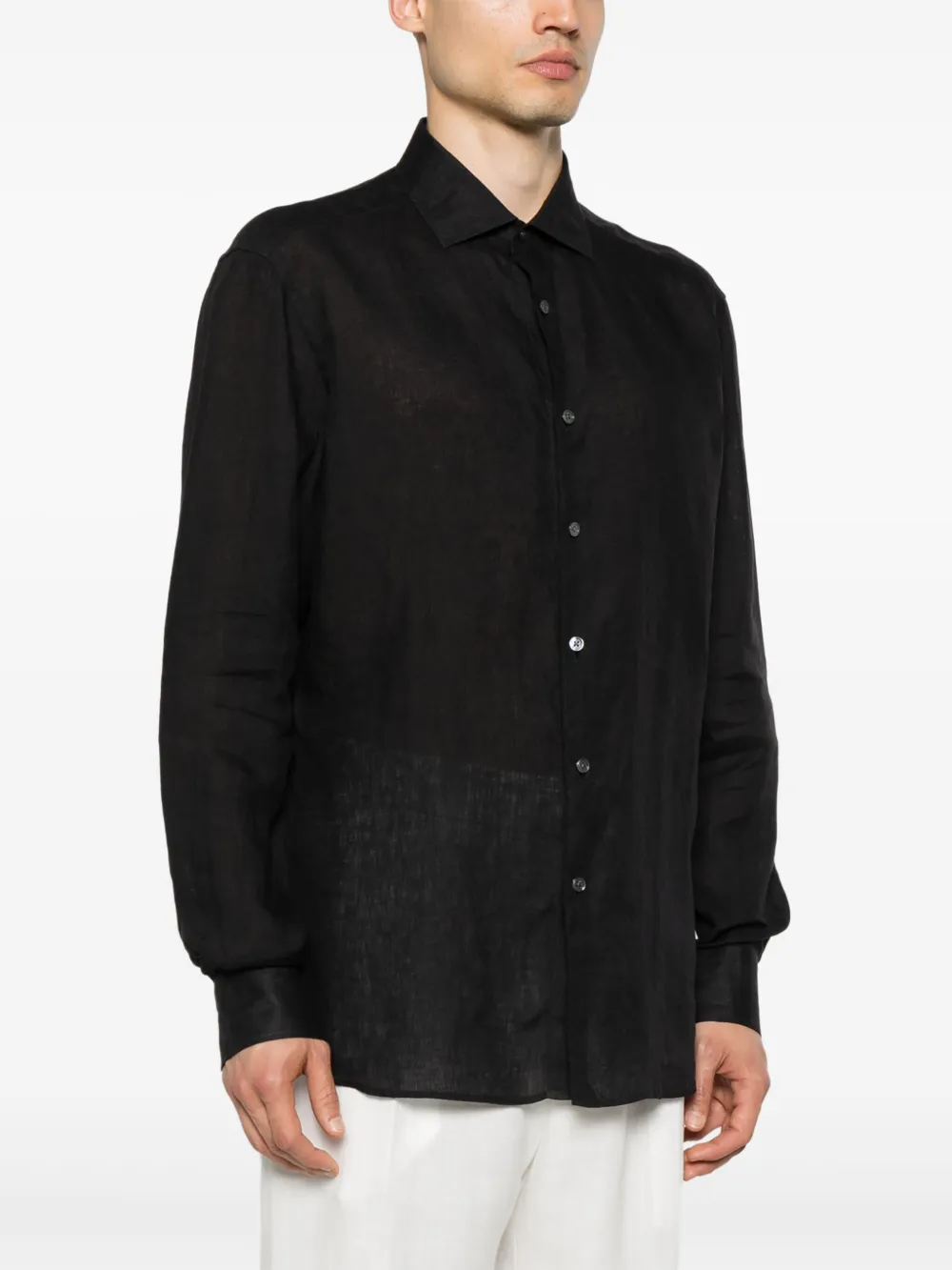 Shop Zegna Linen Shirt In Black