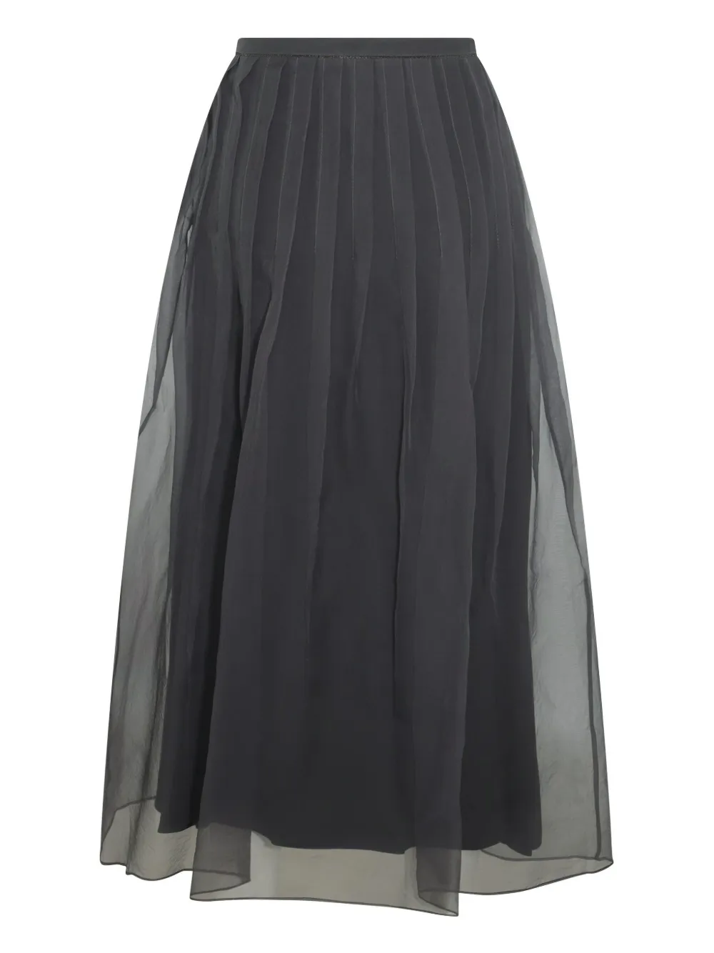 Brunello Cucinelli tulle-panel midi skirt - Grijs