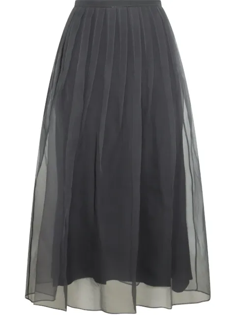 Brunello Cucinelli falda midi con panel de tul