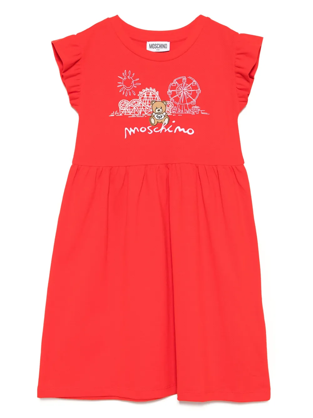 Moschino Kids Jurk met geborduurd logo Rood