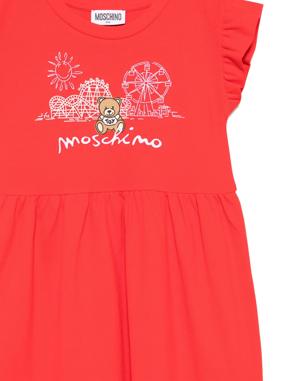 Moschino Kids Jurk met geborduurd logo Rood
