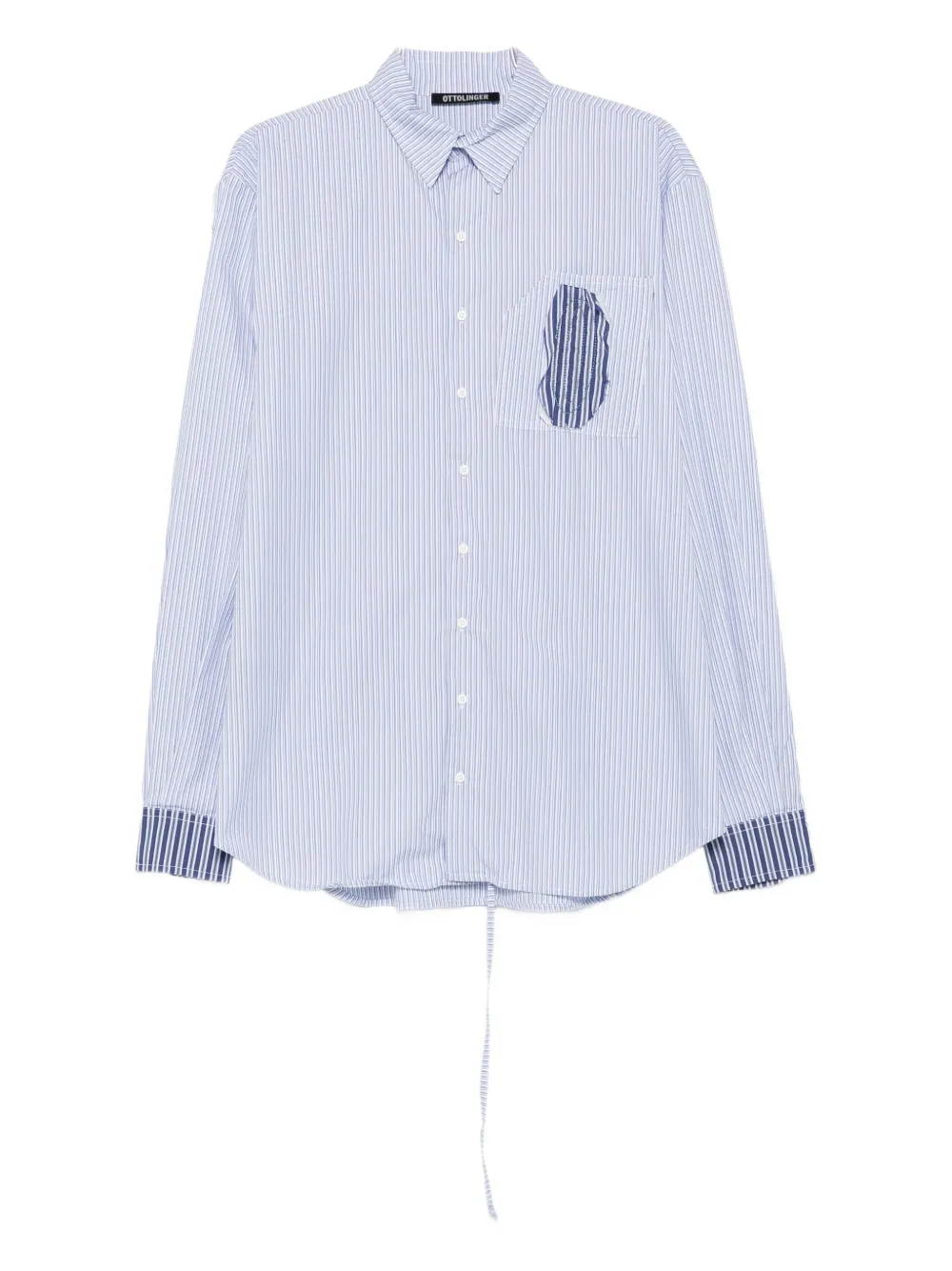 Ottolinger Gestreept shirt met opgestikte zak Blauw