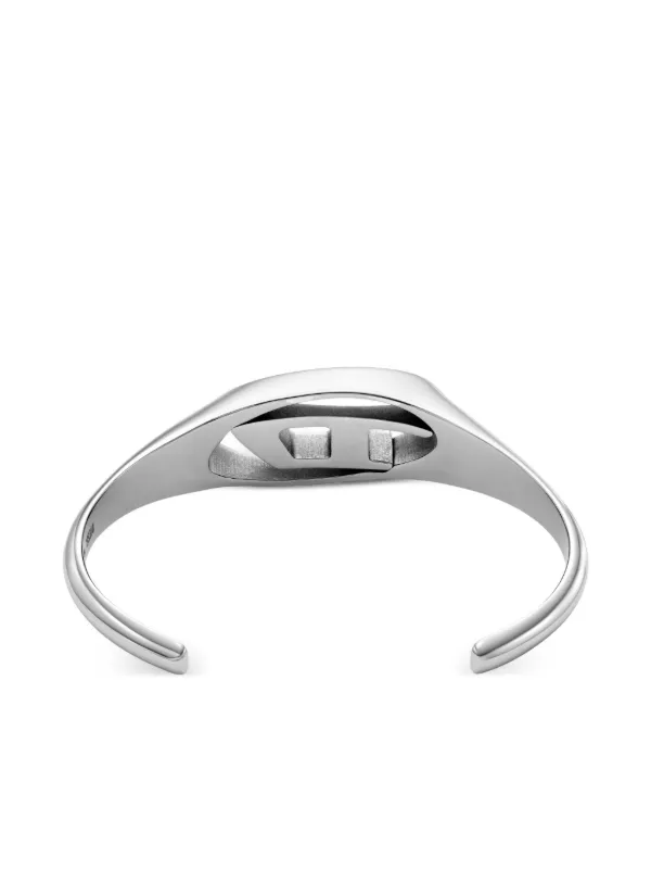 ★DIESEL★ Oval D Logo Leather Bracelet DX1516040 Women's Black Leather Stackable Bracelet | Black | Diesel