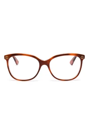 Gucci Eyewear スクエア眼鏡フレーム | ブラウン | FARFETCH JP