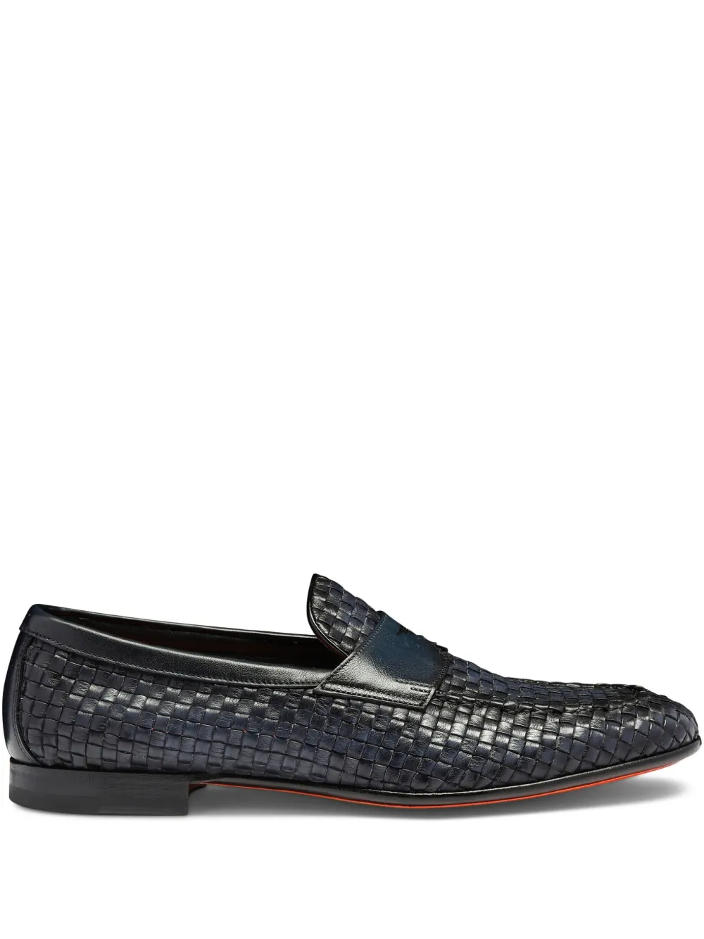 Santoni woven leather loafers Blue