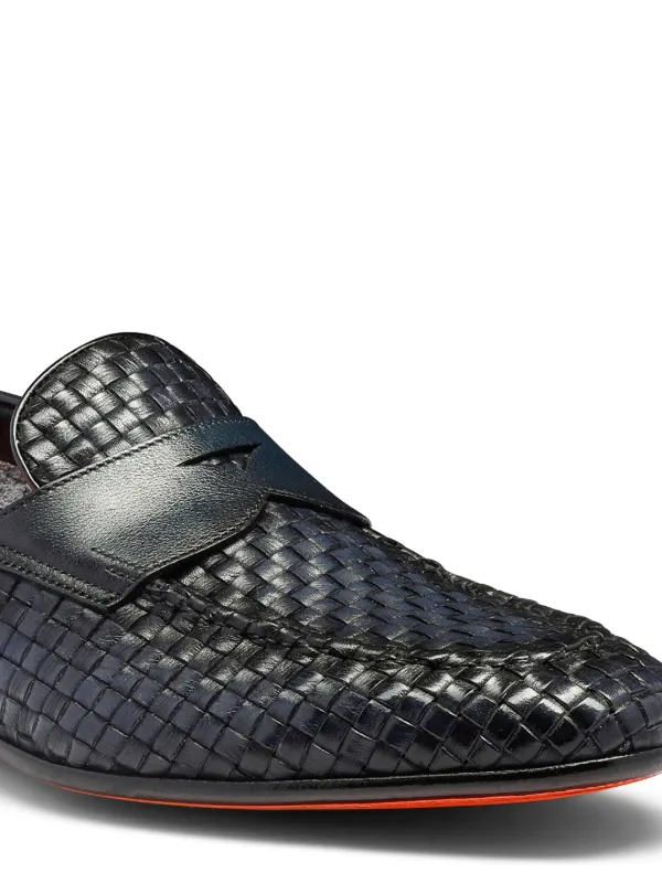 Santoni Woven Leather Loafers | Blue | FARFETCH display picture 2