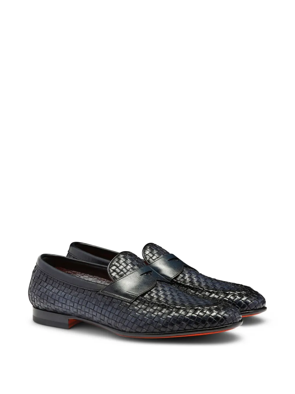 Santoni woven leather loafers Blue