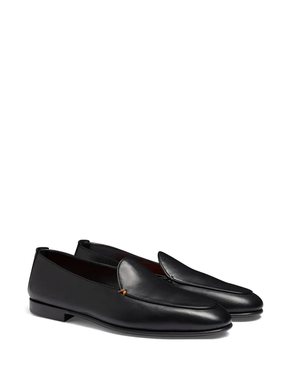 Santoni Leren loafers - Zwart