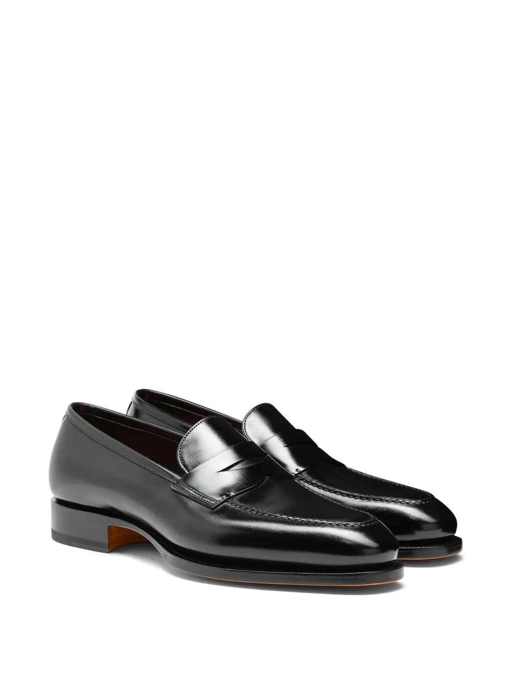 Santoni Leren loafers - Zwart