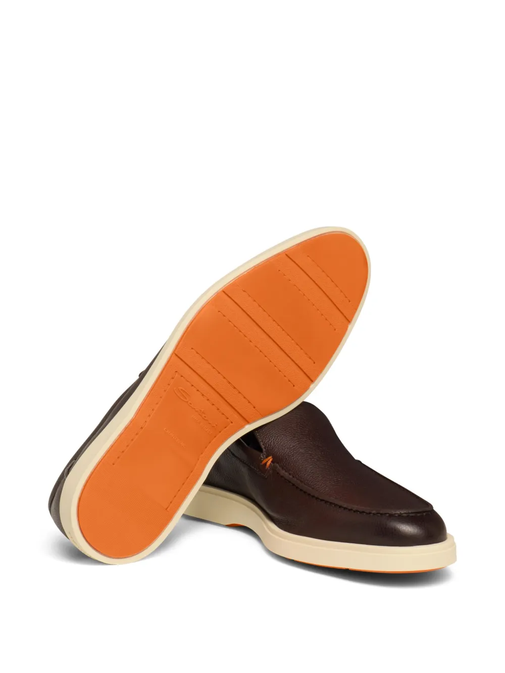 Santoni Leren loafers Bruin